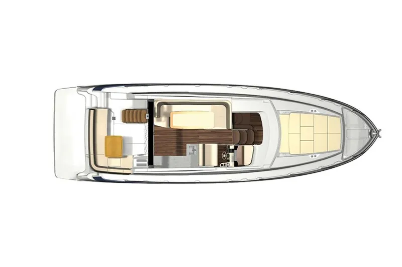 Slide: The Image of Manufacturer Provided Image: Top view of 2026 Regal 42 Fly yacht layout, showcasing interior and deck design. - 13