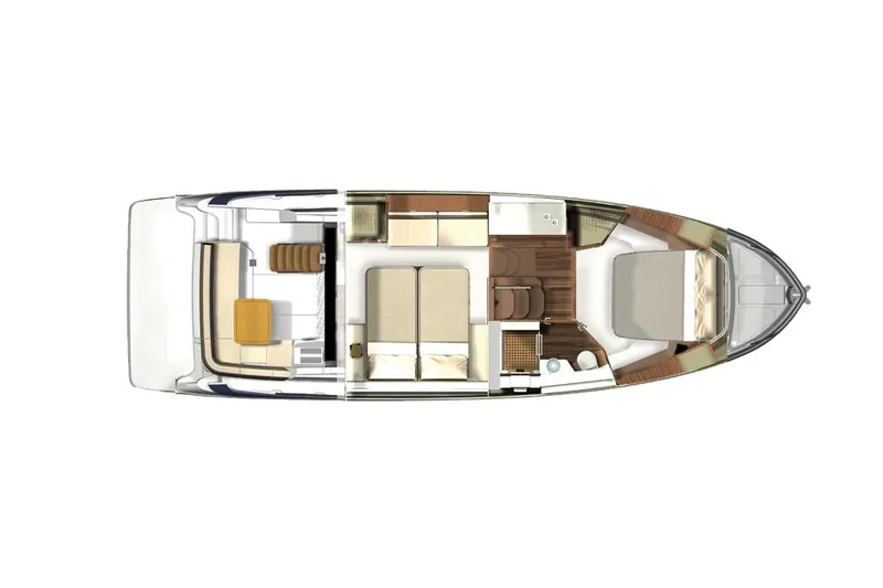 Slide: The Image of Manufacturer Provided Image: Top view of 2026 Regal 42 Fly yacht interior layout. - 15