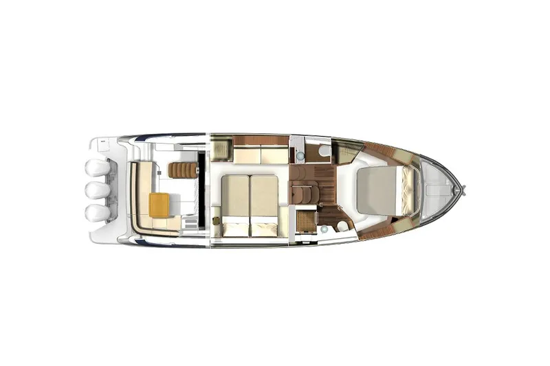 Slide: The Image of Manufacturer Provided Image: Top view layout of 2026 Regal 42 FXO yacht interior design. - 14