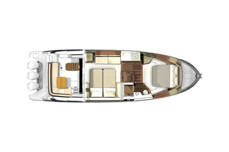 Slide: The Image of Manufacturer Provided Image: Top view layout of 2026 Regal 42 FXO luxury yacht interior. - 15
