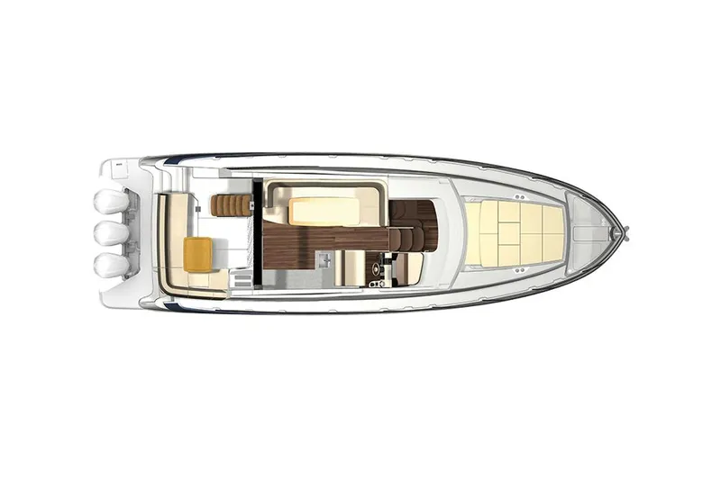 Slide: The Image of Manufacturer Provided Image: Top view of 2026 Regal 42 FXO yacht layout with spacious deck and seating areas. - 13
