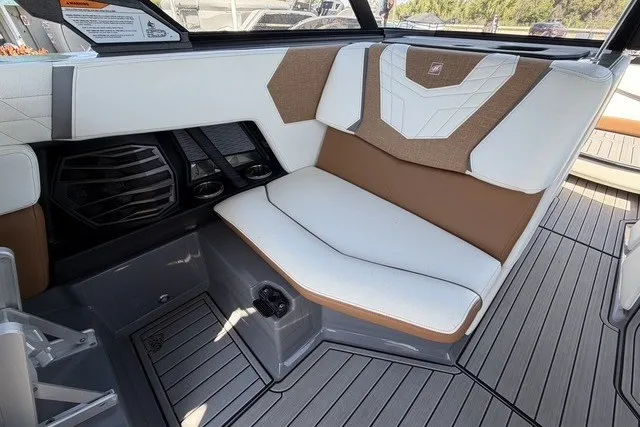 Slide: The Image of Interior seating of 2022 Nautique Super Air Nautique G25 boat, featuring modern design and comfort. - 15