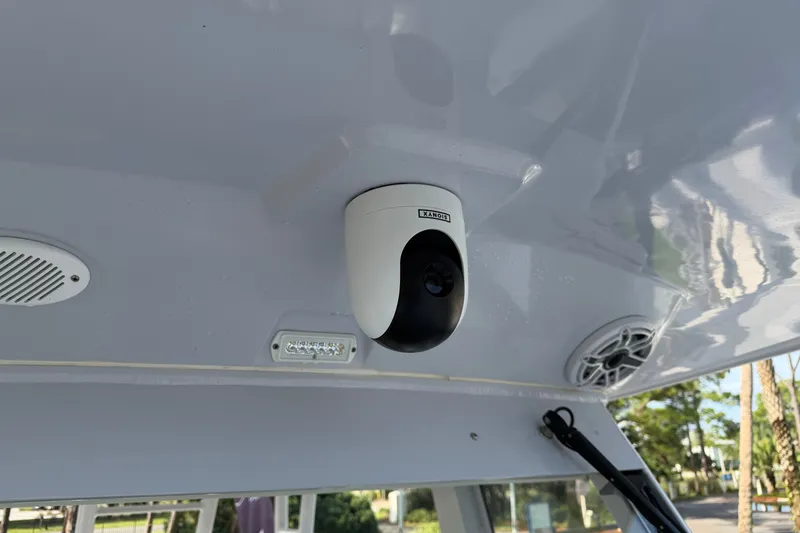 Slide: The Image of Security camera installed on Everglades 335 Center Console boat, 2021 model. - 22