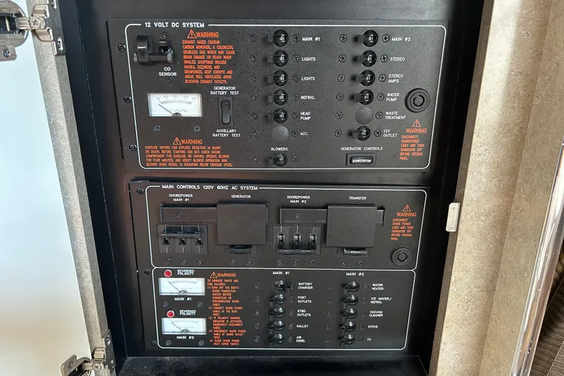 Slide: The Image of Electrical control panel of a 2005 Formula 34 Performance Cruiser boat. - 23