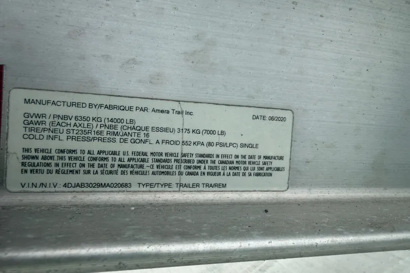 Slide: The Image of Label on a 2020 Cobia 301 Center Console trailer by Amera Trail Inc. - 35