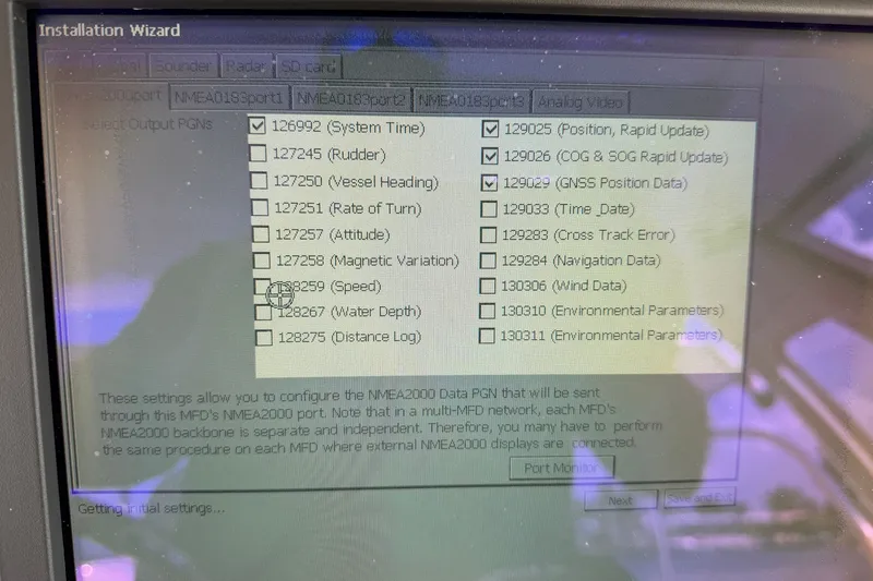 Slide: The Image of Installation wizard screen for configuring NMEA2000 data on a 2009 Grady-White Express 360. - 12