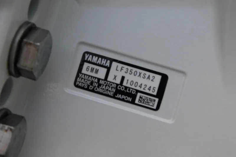 Slide: The Image of Label on Yamaha motor component, model LF350XSA2, made in Japan, 2027 Regulator 35. - 71