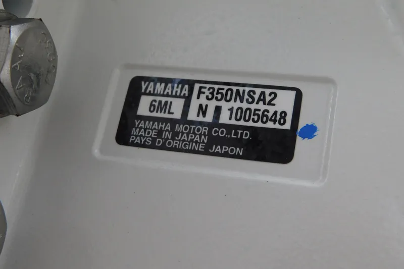 Slide: The Image of Label on Yamaha motor, model F350NSA2, made in Japan, attached to Regulator 35, 2027. - 72