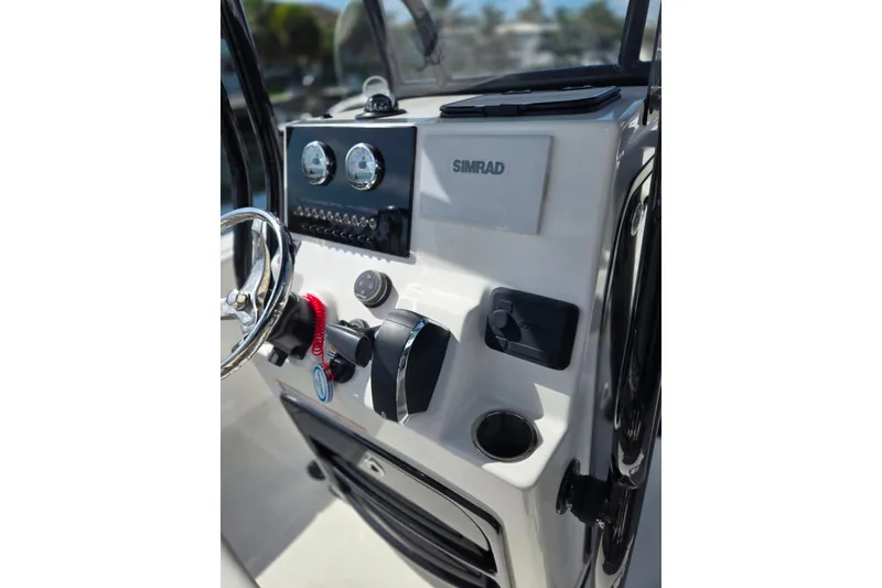 Slide: The Image of Helm of 2025 Sea Pro 225FLX Sandbar boat with Simrad electronics. - 15