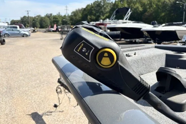 Slide: The Image of 2019 Tracker Pro Team 175 TF boat with trolling motor in a dealership lot. - 12