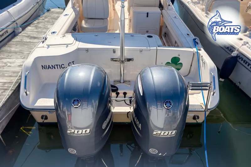 Slide: The Image of 2015 Grady-White Freedom 275 boat with twin Yamaha 200 engines docked in Niantic, CT. - 15