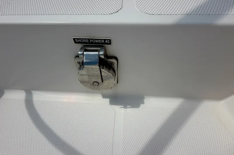 Slide: The Image of Shore power outlet on 2016 Nordic Tug 44 boat, labeled "Shore Power #2". - 11