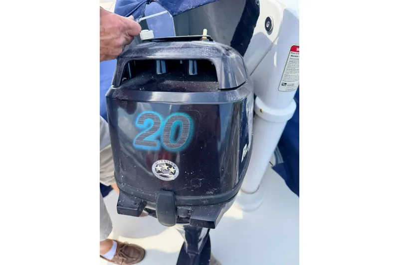 Slide: The Image of Outboard motor on a 2016 Nordic Tug 44 boat, labeled with number 20. - 31