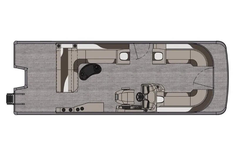 Slide: The Image of The image shows the layout of a 2027 Tahoe Pontoon LTZ Cruise Rear Bench. It features benches and a helm. - 1