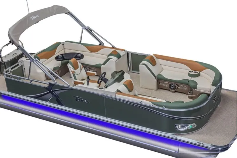 Slide: The Image of 2027 Tahoe Pontoon LTZ Cruise Rear Bench with stylish seating and modern design. - 4