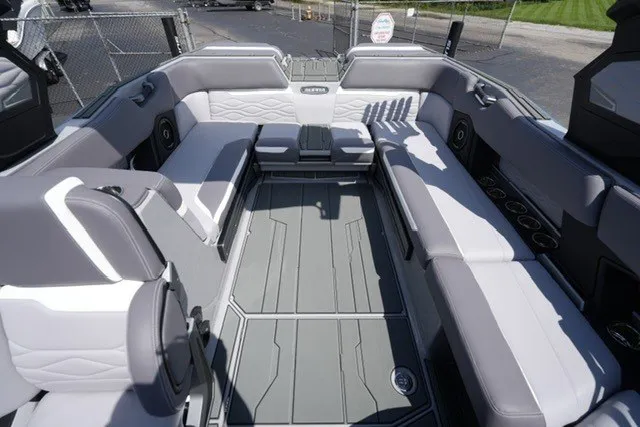 Slide: The Image of Luxurious interior of 2027 Supra SL boat with spacious seating and modern design. - 16