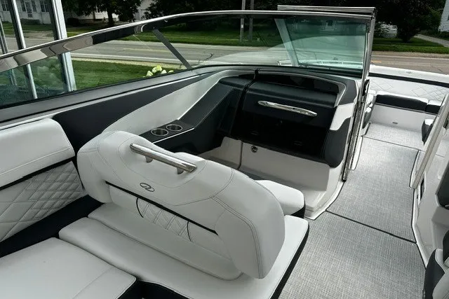 Slide: The Image of Luxurious interior of a 2027 Regal 3300 boat with sleek seating and modern design. - 18
