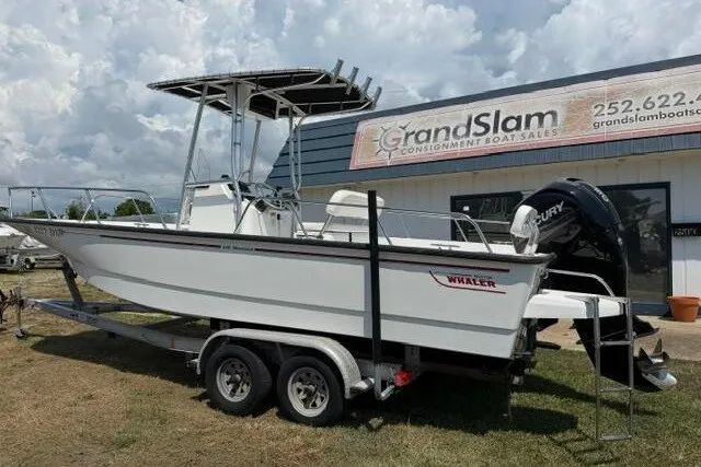 Slide: The Image of 2013 Boston Whaler 21 Montauk boat on trailer at Grand Slam Boat Sales. - 1