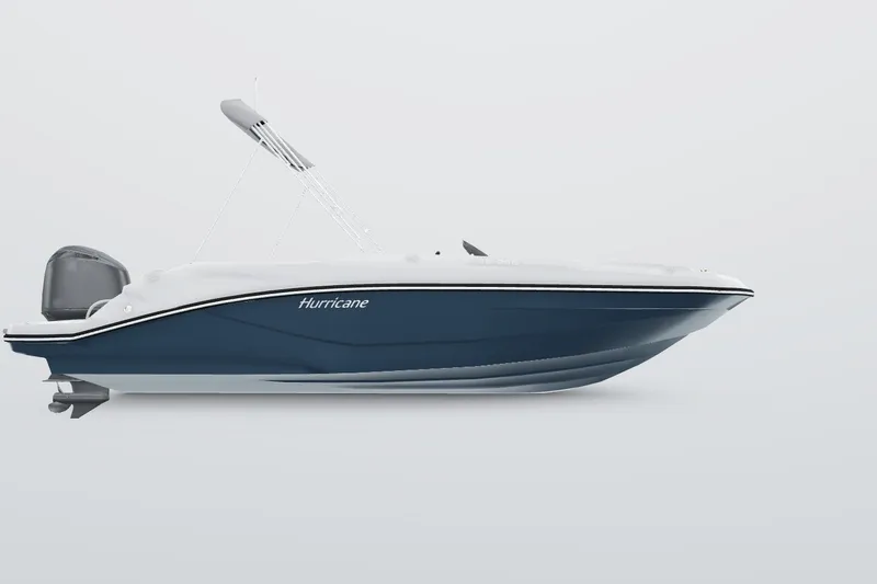 The Image of 2027 Hurricane SunDeck Sport 205 OB boat, sleek design, blue and white exterior. - 0