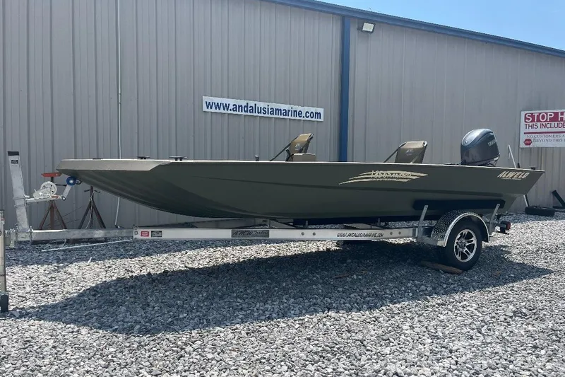 The Image of 2026 Alweld 1856PF Panfish boat on trailer outside Andalusia Marine. - 1