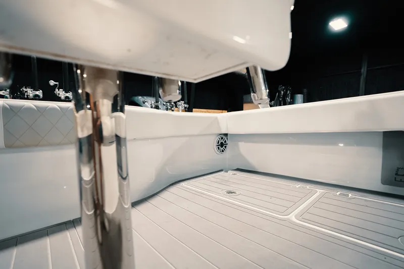Slide: The Image of Interior view of 2023 Freeman 42LR boat, showcasing sleek design and modern features. - 57