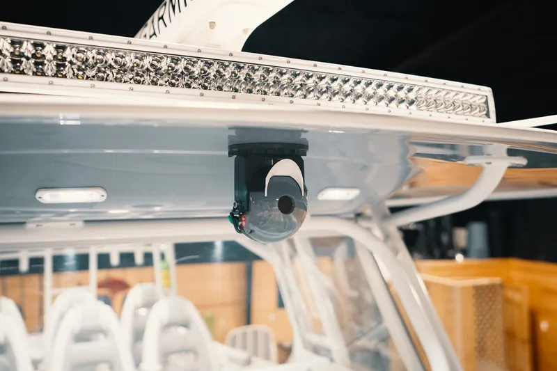 Slide: The Image of 2023 Freeman 42LR boat with advanced camera and LED lighting system. - 83