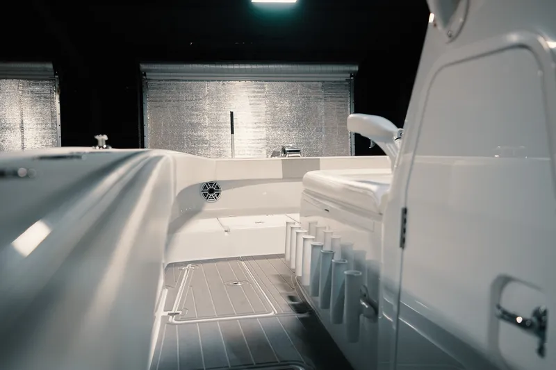 Slide: The Image of 2023 Freeman 42LR boat interior with sleek design and modern features. - 76
