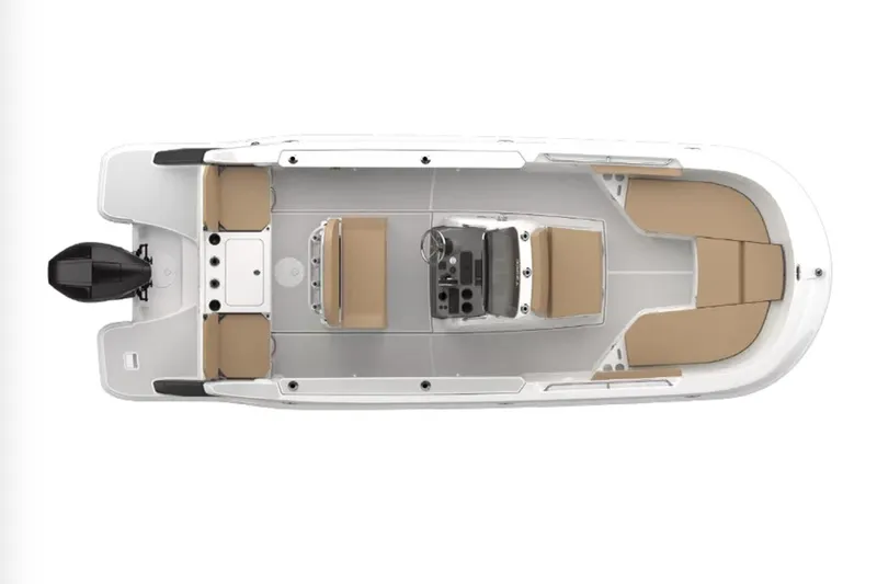 Slide: The Image of Manufacturer Provided Image: 2025 Bayliner Trophy T22CC boat, top view, featuring spacious seating and modern design. - 10