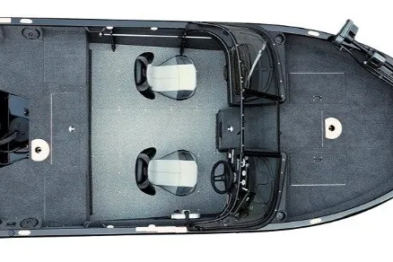 The Image of 2027 Crestliner 1650 Hawk WT boat interior, featuring dual seats and spacious deck layout. - 1
