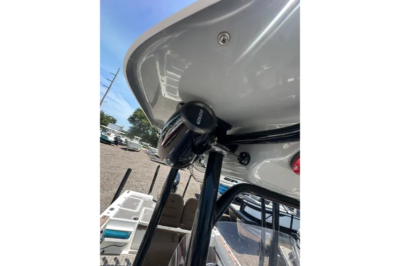 Slide: The Image of 2018 Sea Pro 248 Bay boat interior with speaker and seating details. - 29
