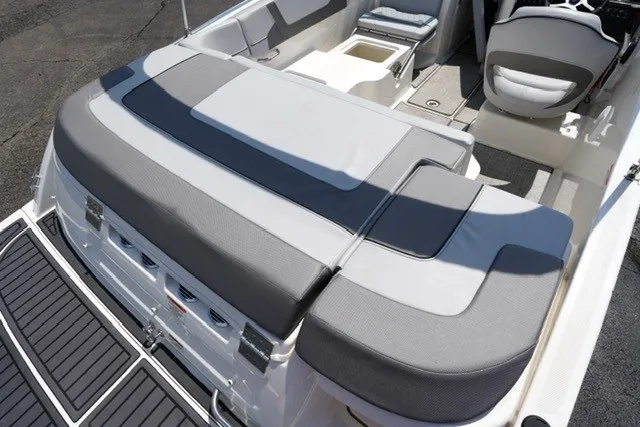 Slide: The Image of 2024 Bayliner VR5 Bowrider I/O boat interior with spacious seating and modern design. - 17