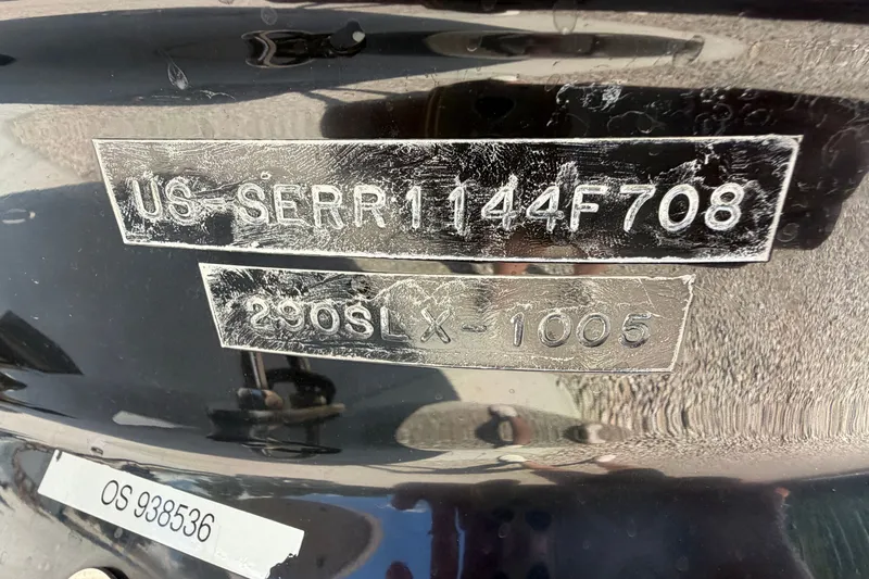 Slide: The Image of 2008 Sea Ray 290 SLX hull identification number plate close-up. - 37
