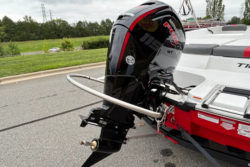 Slide: The Image of 2027 Tahoe T18 boat with Mercury Pro outboard motor on a trailer. - 73