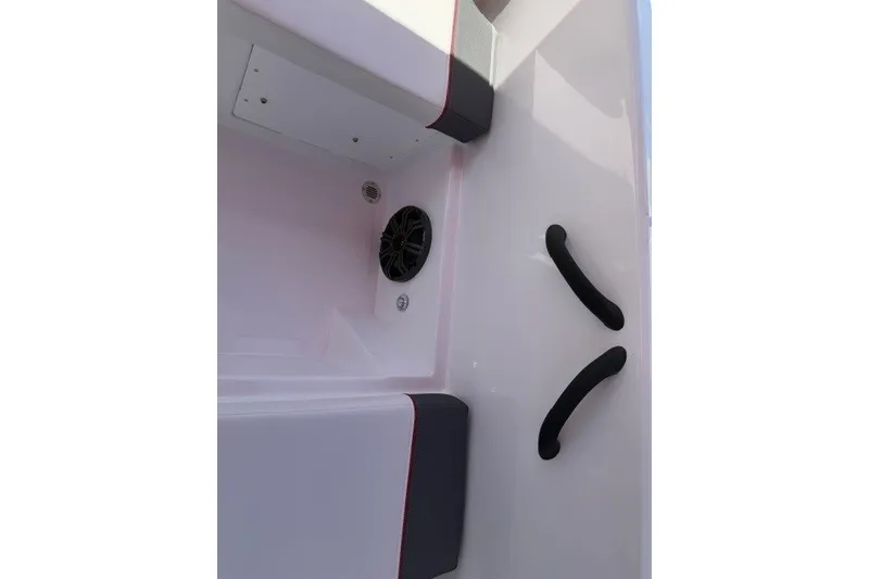 Slide: The Image of Interior view of 2027 Tahoe T18 boat with seating and speaker. - 20