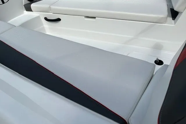 Slide: The Image of 2027 Tahoe T18 boat interior with sleek white seating and black accents. - 13