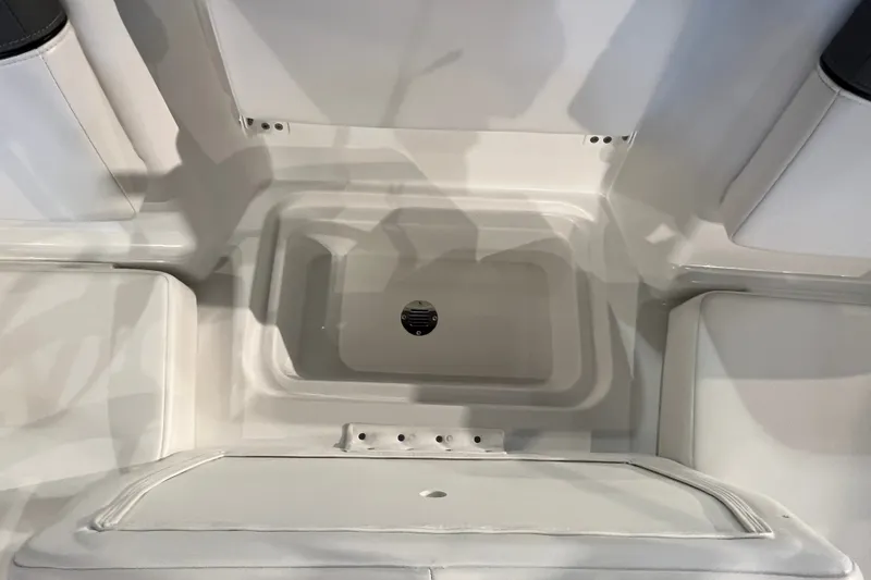 Slide: The Image of Interior view of 2027 Tahoe T16 boat storage compartment. - 24
