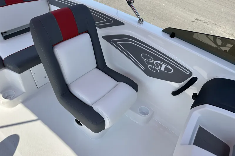 Slide: The Image of 2027 Tahoe T21 boat interior with stylish seating and modern design accents. - 20