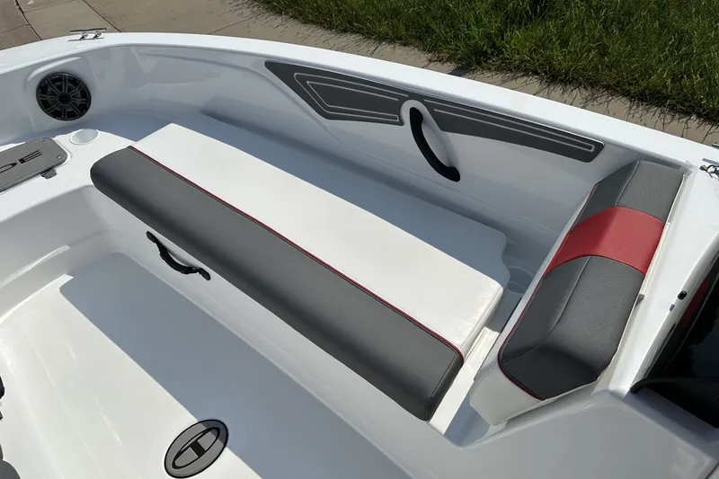 Slide: The Image of Interior seating of 2027 Tahoe T21 boat with modern design and upholstery. - 13
