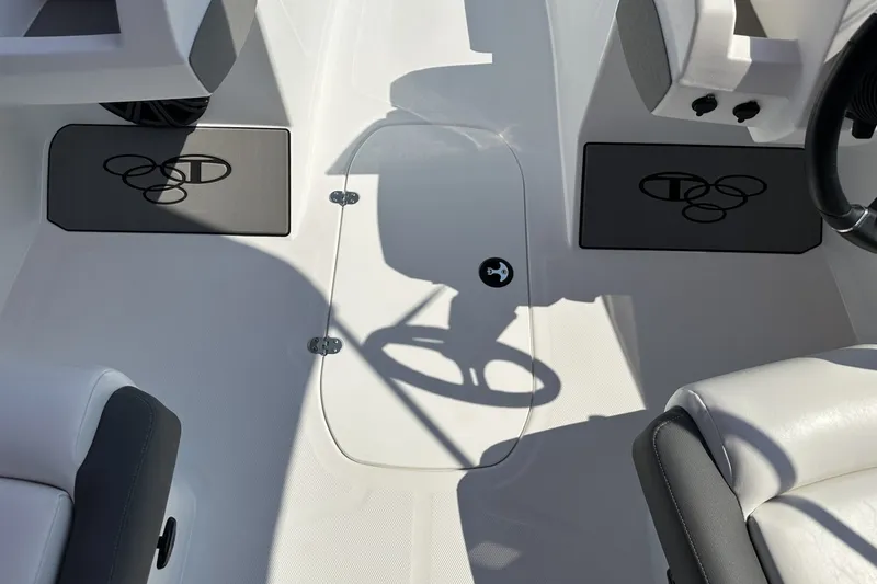 Slide: The Image of Interior of 2027 Tahoe T21 boat, featuring sleek seating and modern design elements. - 22