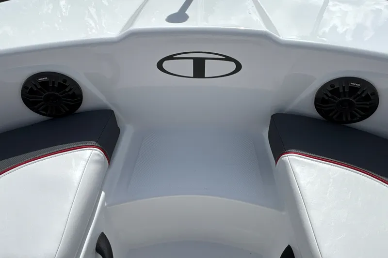 Slide: The Image of Interior of 2027 Tahoe T18 boat with speakers and seating. - 11