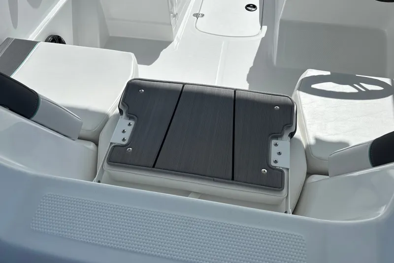 Slide: The Image of Interior view of 2027 Tahoe T16 boat, featuring sleek seating and modern design elements. - 21