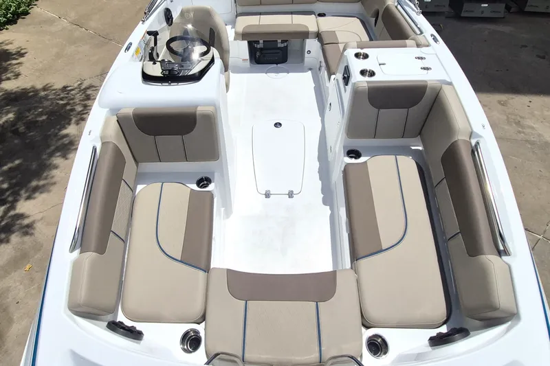 Slide: The Image of Spacious interior of 2027 Tahoe 1950 boat with beige seating and modern design. - 11