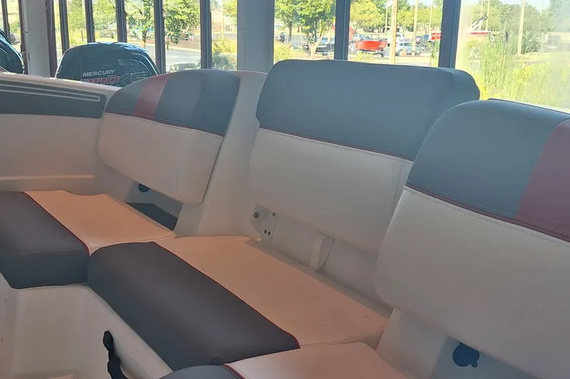 Slide: The Image of Interior seating of 2027 Tahoe T21 boat with modern upholstery design. - 3
