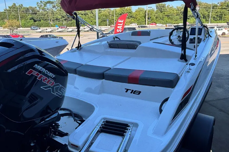 Slide: The Image of 2027 Tahoe T18 boat with Mercury Pro XS engine, displayed for sale. - 66