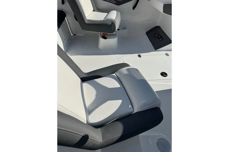 Slide: The Image of 2027 Tahoe T21 boat interior with sleek, modern seating design. - 8