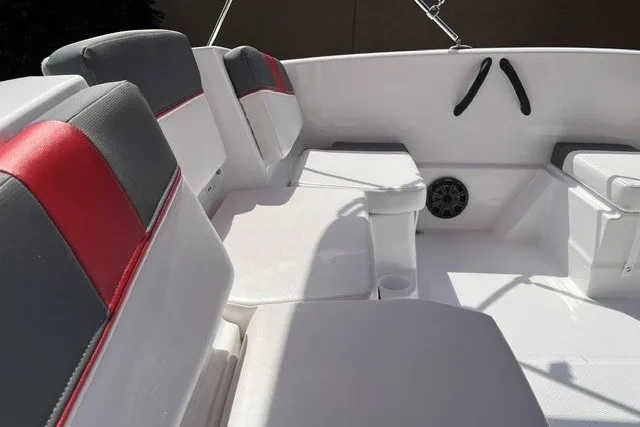 Slide: The Image of Interior of 2027 Tahoe T16 boat with stylish seating and modern design. - 10