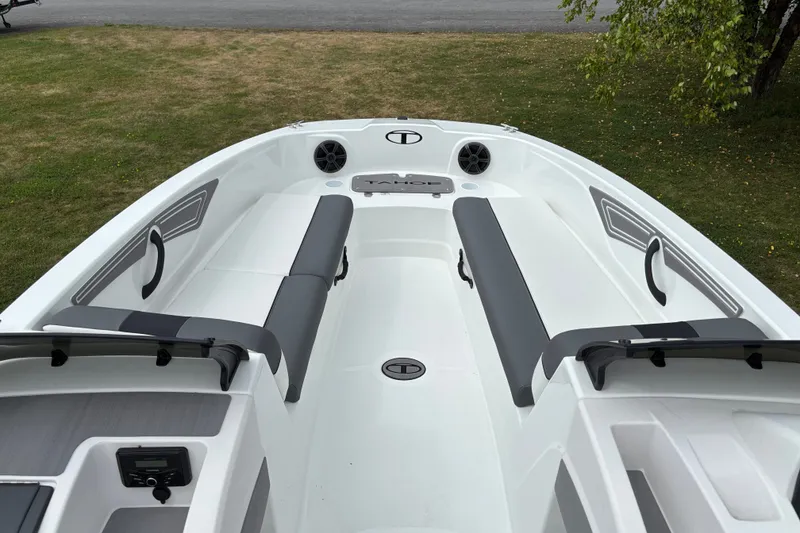 Slide: The Image of 2027 Tahoe T21 boat interior with sleek seating and modern design. - 3