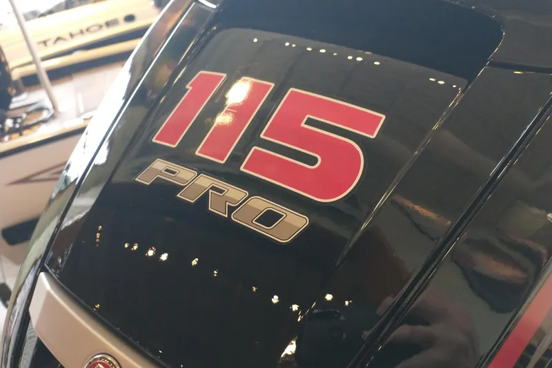 Slide: The Image of Close-up of 115 Pro engine on 2027 Tahoe T18 boat. - 4