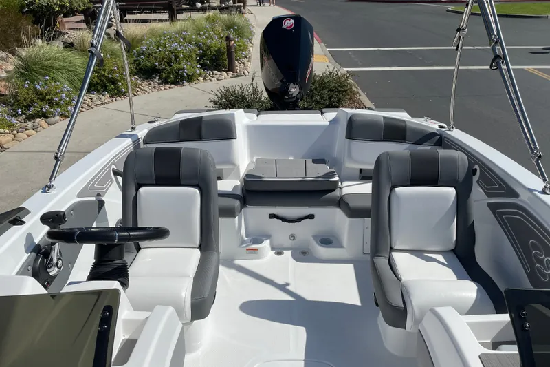 Slide: The Image of 2027 Tahoe T21 boat interior with sleek seating and modern design. - 7