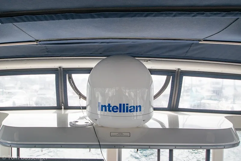Slide: The Image of Intellian satellite dome on 1994 Carver 370 Aft Cabin Motor Yacht. - 42